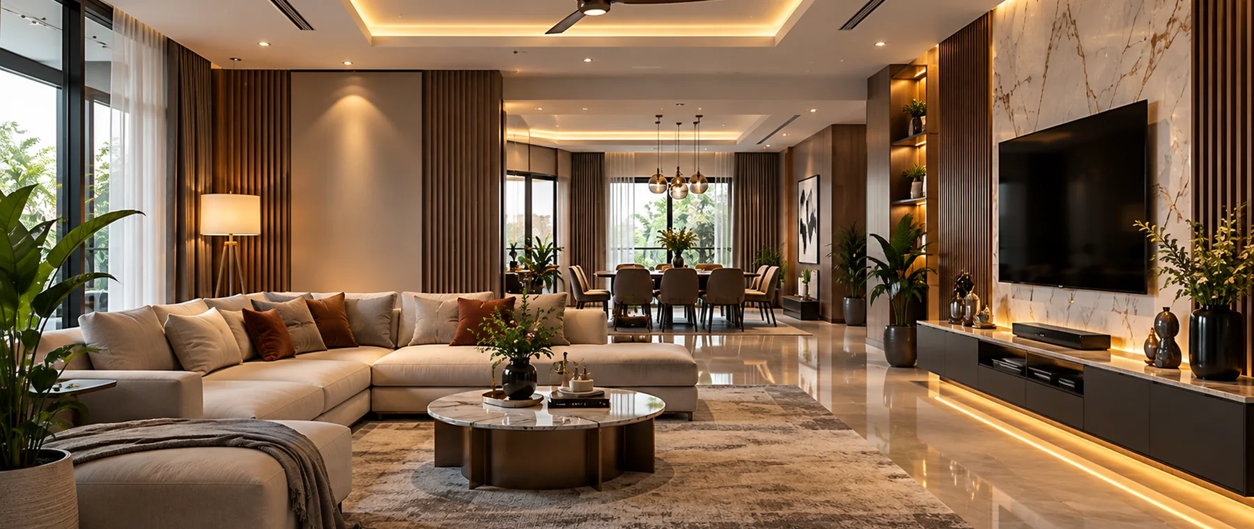 Modern living and dining interior